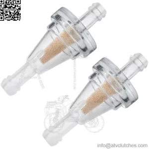 2 Pack Inline Fuel Filter, Small 90 Degree In Line Fuel Filters for 1/4 Fuel Line Gas Engine, Copper Core Transparent Clear Gasoline Cup Replacement, Compatible with Motorcycle Bike