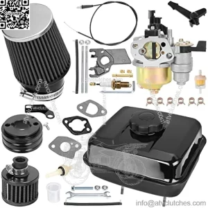 High Performance Carburetor Gas Fuel Tank with 62mm Air Filter Kit for Predator 212cc 196cc 6.5hp Clone Engine Coleman CT200U BT200X GX160 GX200 Baja Warrior MB200 Mini Bike Go Kart Black Parts