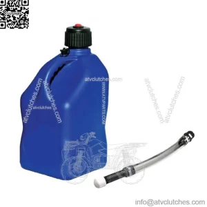 Blue 5.5 Gallon Square Utility Jug Gas Can + Deluxe Fill Hose