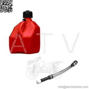 1 Pack Red 3 Gallon Square Utility Jug + 1 Deluxe Fill Hose