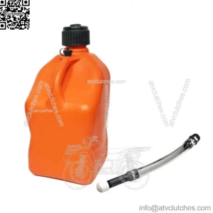 Orange 5.5 Gallon Square Utility Jug Can + Deluxe Fill Hose
