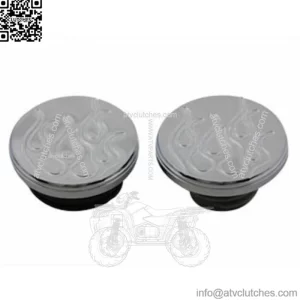 Flamed Fat Bob Split Tank Gas Caps Chrome Dual Pair Vented 96-17 Harley Softail (For: Harley-Davidson)