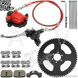 65 Teeth #35 Chain Rear Sprocket Hydraulic Brake Master Cylinder Assembly for 79cc 97cc 100cc 2.8hp Coleman Trail CT100U CC100X RT100 Baja Doodle Bug DB30 Motovox MBX10 MBX11 Mini Bike Parts