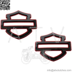 2pcs New Custom Badges Double Layer Emblems Replacement for Harley CVO Custom Tank Emblems (Black Red)