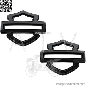 2pcs New Custom Badges Double Layer Emblems Replacement for Harley CVO Custom Tank Emblems (Glossy Black)