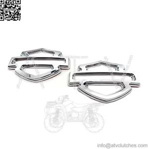 2Pcs Custom Emblems Double Layer Badge Motorcycle 3D Logo Replacement for Harley CVO Tank Emblem (Chrome)