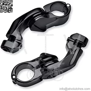 Short Angled Adjustable Highway Peg Mount Kit Compatible with Harley Davidson Fits 1.25" Engine Guards Crash Bars Footrest Mounting Brackets Arms(Short-Black)