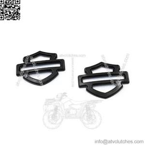 2Pcs Custom Emblems Double Layer Badge Motorcycle 3D Logo Replacement for Harley CVO Tank Emblem (Glossy Black)
