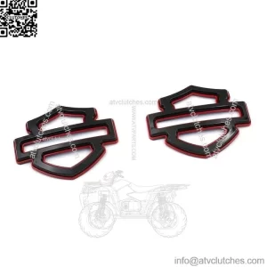 2Pcs Custom Emblems Double Layer Badge Motorcycle 3D Logo Replacement for Harley CVO Tank Emblem (Black/Red Line)
