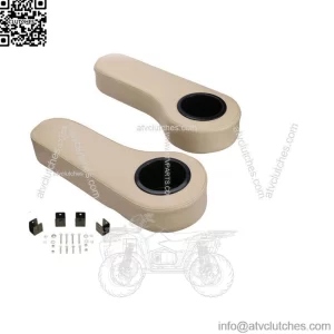 Pair of 2 Golf Cart Arm Rest Biege w/ Cup Drink Holders- No Drilling Required!!