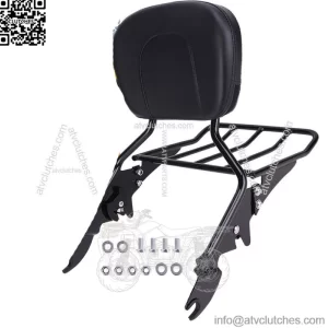 Sissy Bar Backrest Luggage Rack Pad For Harley Street Glide Road King 2009-2023