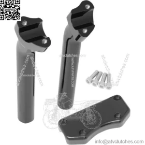 Gloss Black 9 1/2 Pullback Risers Handlebar Top Clamp Kit Harley Softail Dyna XL (For: Harley-Davidson)