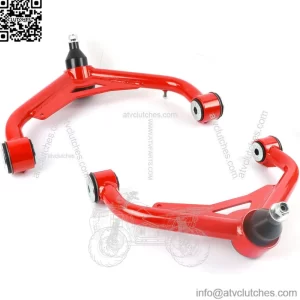 Front Upper Control Arms fit for 2000-2010 Silverado 2500HD, 3500HD, 2-4" Suspension Adjustable Control Arms with ball joint fit for 2000-2010 Sierra 2500HD 3500HD Replaces (Pair, Red)
