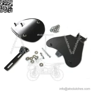 Motorcycle black crocodile leather retro seat and steel floor bracket