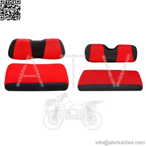Front and Rear Golf Cart Seat Cover Set for Club Car DS EZGO RXV TXT Red Black