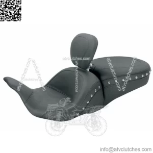 Mustang LowDown One-Piece Vintage Seat Chrome Studs Backrest 09Up Harley Touring (For: Harley-Davidson)