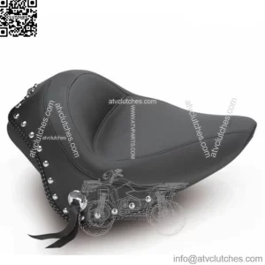 New Mustang Wide Chrome Studded Touring Solo Seat Harley Softail Slim Blackline (For: Harley-Davidson)
