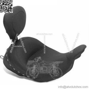 Mustang LowDown Vintage Solo Seat w/ Backrest Black Studs 09-2017 Harley Touring (For: Harley-Davidson)