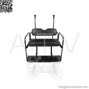 For Club Car Precedent Golf Cart Flip Rear Back Seat Kit *BLACK SEAT CUSHIONS*