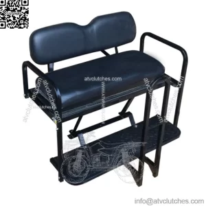 Rear Flip Seat Kit for EZGO Golf Cart RXV Model (Black) with Grab Bar 2008-2015