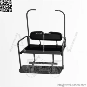Club Car DS Old Black Rear Flip Seat with Roof Supports (1982-2000.5)
