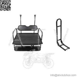 Black Rear Flip Seat Kit with Grab Bar for 2004-Up Club Car Golf Cart Precedent