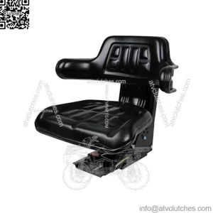 Tractor Seat w/ Backrest Black Base & Slide Track Mower Forklift Seating