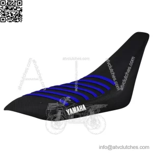 Yamaha YFZ 450 Gripper Seat Cover 2004 - 2013  all BLACK w/ BLUE ribs LOGO #200