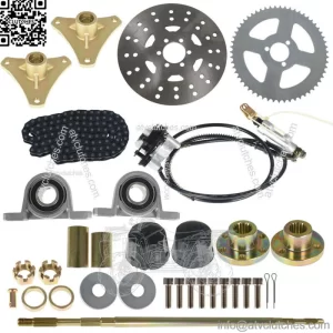 29" 32" 44" Go Kart Rear Live Axle Kit Sprocket Hub Brake Assembly chain Disc
