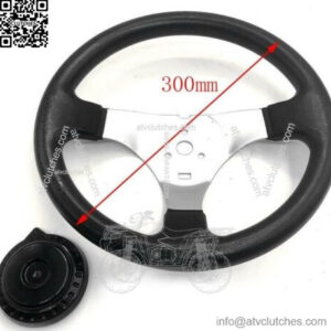 300mm universal 3 bolt pu leather go kart boat steering wheel
