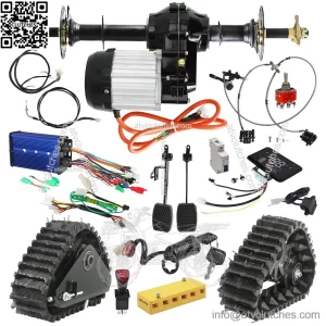 72V 1500W Differential Motor Rear Axle Kit with Snow Sand Tracks for Electric ATV Golf Cart Go Kart